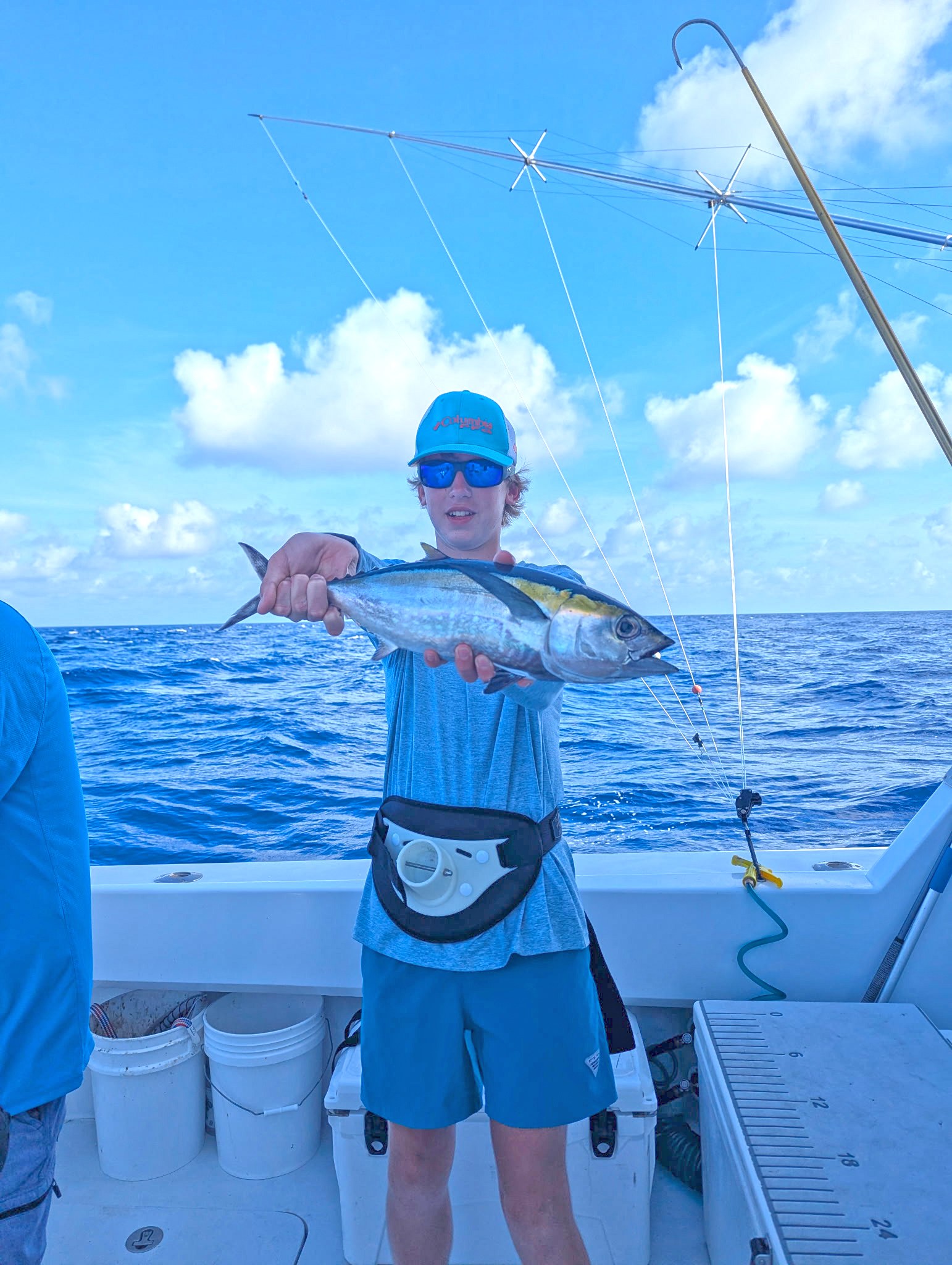 A blackfin tuna aboard a Poppa Wahoo Collective charter