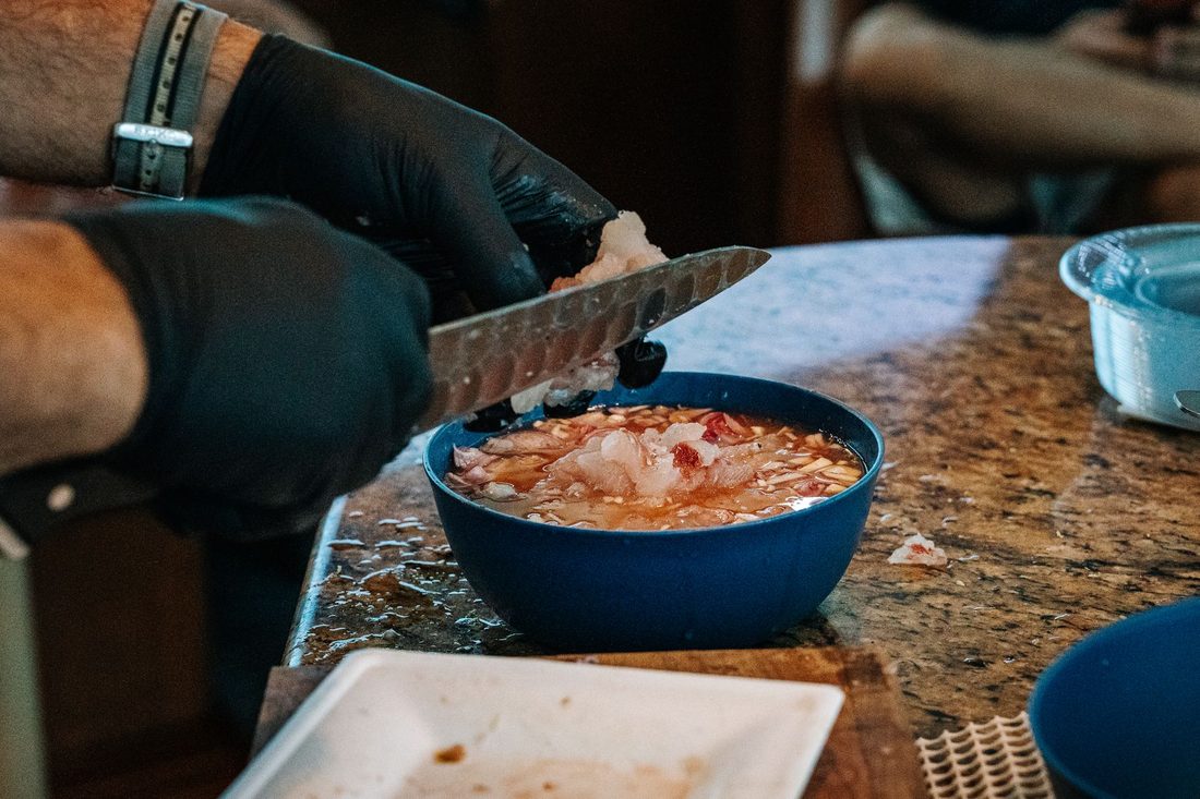 Ceviche made on board from the day's catch