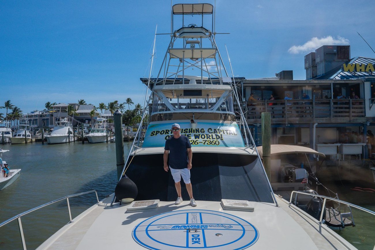 The bow of a Poppa Wahoo Collective sportfisher at the dock in Islamorada