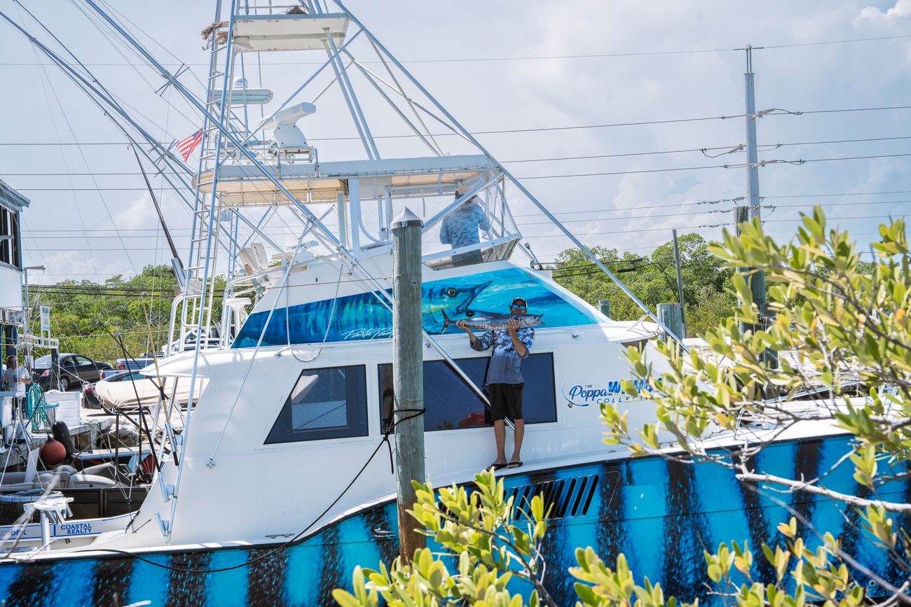 The Poppa Wahoo tied up at Three Waters Resort Marina in Islamorada