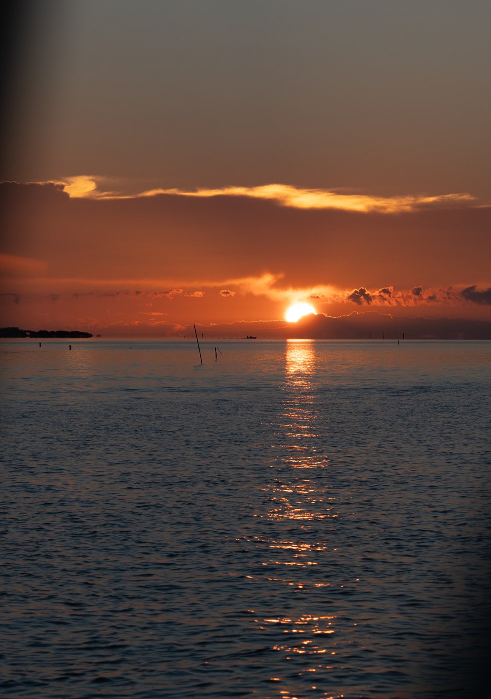The sun dropping into the water off Islamorada