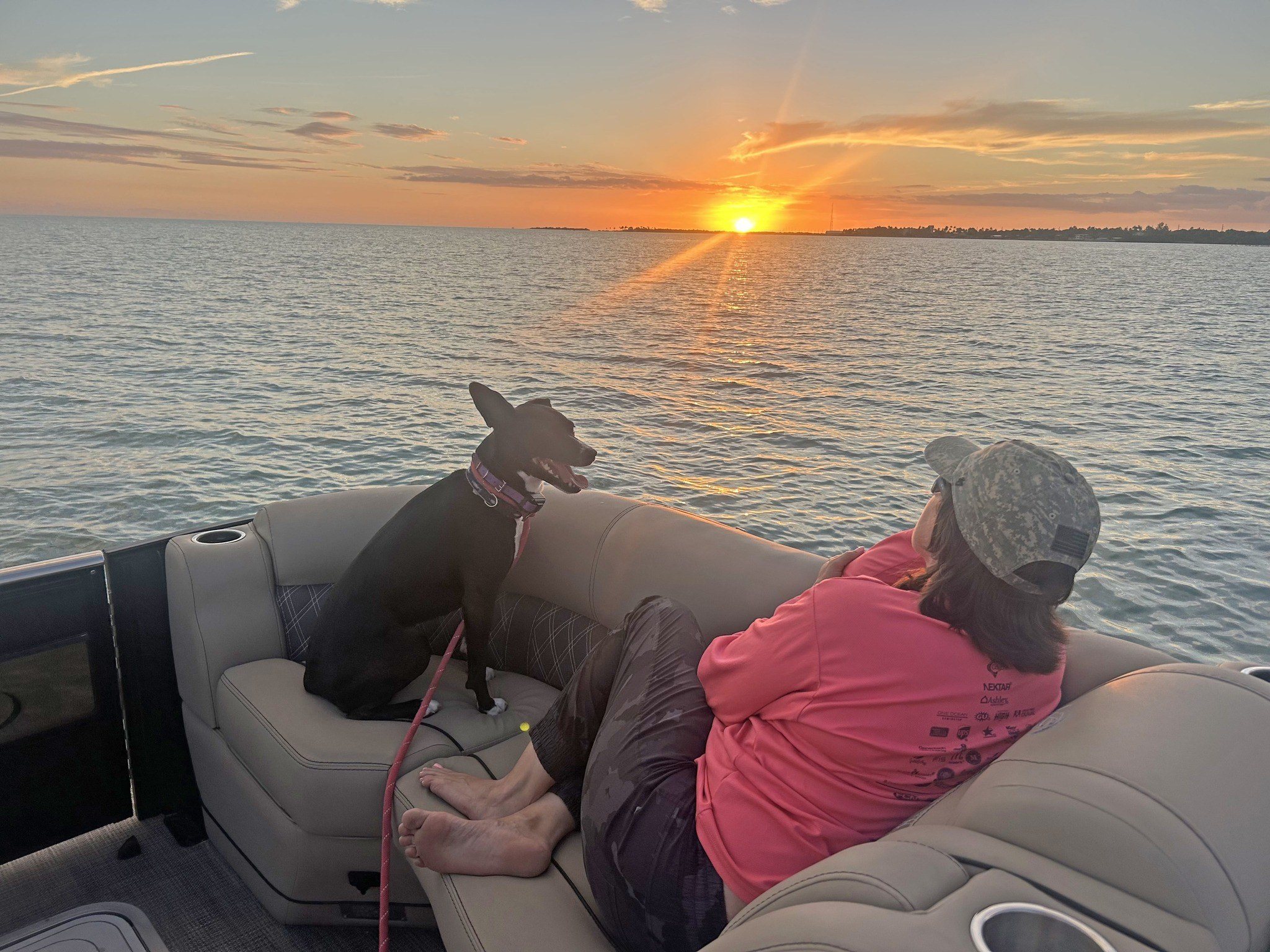 Sunset over the water on an Islamorada evening cruise